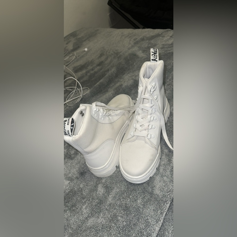 All white Dr Martens boots